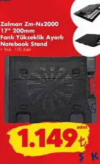 ZALMAN ZM-NS2000 17 200 MM FANLI YÜKSEKLİK AYARLI NOTEBOOK STAND LAPTOP SOĞUTUCU ZALMAN ZM-NS2000 17 200 MM FANLI YÜKSEKLİK AYARLI NOTEBOOK STAND LAPTOP SOĞUTUCU